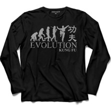 Kendim Seçtim Evolution Human Evrim Kung Fu Kungfu Karate Uzun Kollu Tişört
