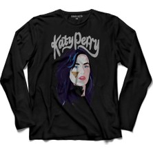 Kendim Seçtim Katy Perry Resimli Tasarim Uzun Kollu Tişört