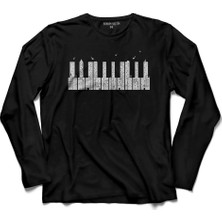Kendim Seçtim Piano Skyline Piyano Yukaridaki Tehlike Uzun Kollu Tişört