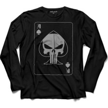 Kendim Seçtim Punisher Skull Kupa As 52 Cezalandirici Uzun Kollu Tişört