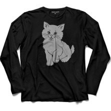 Kendim Seçtim Sevimli Gülen Kedi Smile Cat Uzun Kollu Tişört