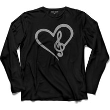 Kendim Seçtim Sol Anahtari Music Heart Kalp Müzik Seviyorum 2 Uzun Kollu Tişört