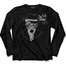 Kendim Seçtim The Godfathera Catfather Kedi Baba Logo Uzun Kollu Tişört