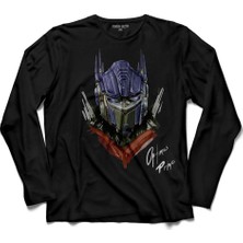 Kendim Seçtim Transformers Optimus Prime Logo Decepticon 3 Uzun Kollu Tişört