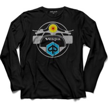 Kendim Seçtim Vespa Club Logo Motosiklet Uzun Kollu Tişört