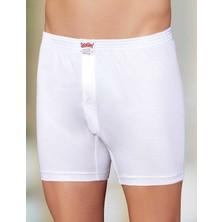Şahinler Beyaz Pamuklu Önden Düğmeli Erkek Boxer ME010