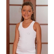 Şahinler Kız Çocuk Beyaz Kalın Askılı Taş Baskılı Atlet MKC093