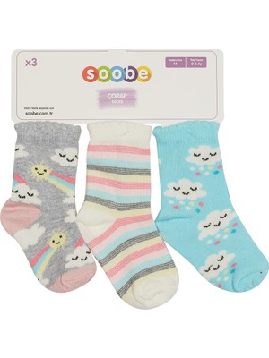 Soobe Kız Bebek 3lü Soket Çorap Mix (14-18 Numara)