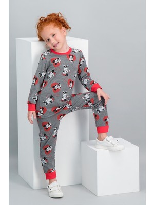 Minnie Mouse Lisanslı Açık Melanj Kız Çocuk Pijama Takımı