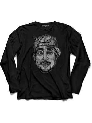 Kendim Seçtim 2Pac Tupac Shakur Makaveli Cartoon 2 Pac 3 Uzun Kollu Tişört