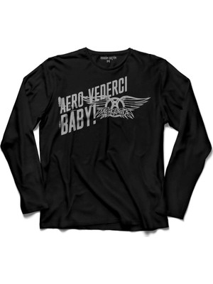 Kendim Seçtim Aerosmith Steven Tyler Black On Black Wings Uzun Kollu Tişört