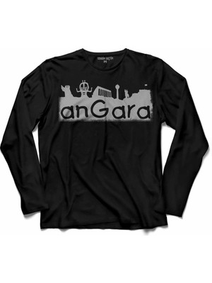 Kendim Seçtim Angara Ankara Sifir Alti 06 Şehir Silüeti Uzun Kollu Tişört