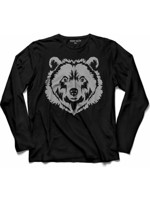 Kendim Seçtim Angry Bear Head Kizgin Ayi Kafa Uzun Kollu Tişört