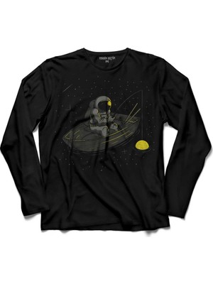 Kendim Seçtim Astronot Sandal Olta Deniz Uzay Cosmos Galaksi Uzun Kollu Tişört