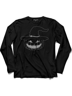 Kendim Seçtim Cadilar Bayrami Halloween Cadi   Skull Uzun Kollu Tişört