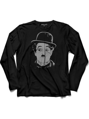 Kendim Seçtim Charlie Chaplin Çarli Çaplin Logo Silüet 2 Uzun Kollu Tişört