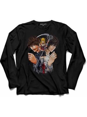 Kendim Seçtim Death Note Anime Light Yagami Apple Ryuk 3 Uzun Kollu Tişört