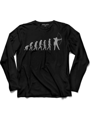 Kendim Seçtim Evolution Human Evrim Yay Ok Okçu Uzun Kollu Tişört