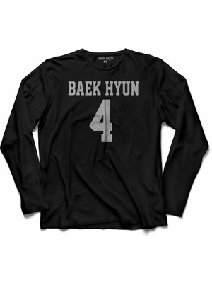 Kendim Seçtim Exo Baekhyun 4 Baek Hyun Logo Uzun Kollu Tişört