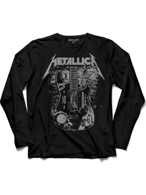Kendim Seçtim Metallica Kirk Ouija Board Guitar Rock Gitar Uzun Kollu Tişört