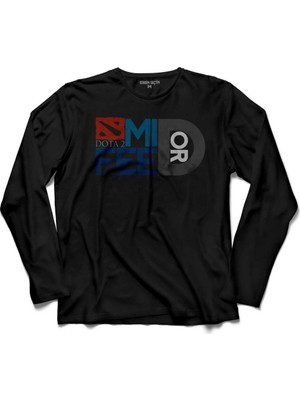 Kendim Seçtim Mid Or Feed Dota 2 Dota2 Logo 2 Uzun Kollu Tişört