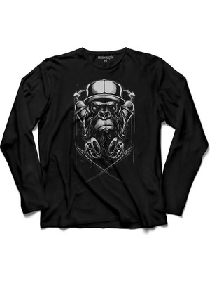 Kendim Seçtim Monkey Graffiti Maymun Grafik Uzun Kollu Tişört