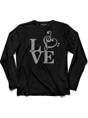 Kendim Seçtim Music Love Müzik Nota Seviyorum Sol Anahtari Uzun Kollu Tişört