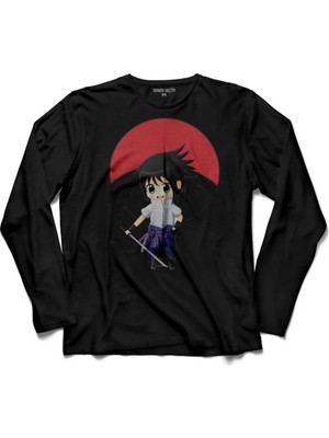 Kendim Seçtim Naruto Sasuke Chibi Uchiha Shippuden Uzun Kollu Tişört