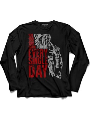 Kendim Seçtim One Punch Man 10 Km Every Day Logo 4 Uzun Kollu Tişört