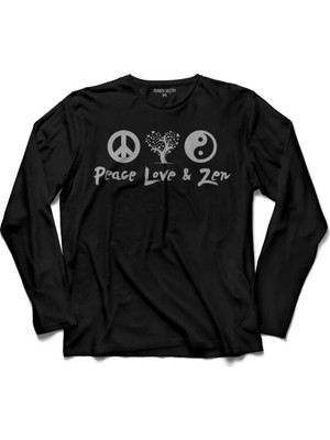 Kendim Seçtim Peace Love Zen Ying Yang Iyilik Kötülük Uzun Kollu Tişört