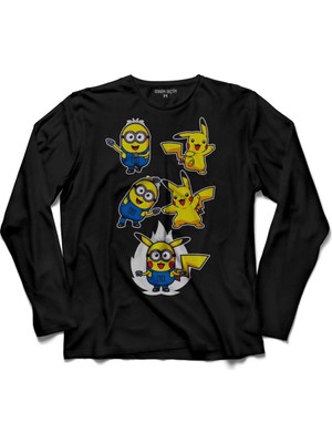 Kendim Seçtim Pokemon Minions Pikaminion Fusion Uzun Kollu Tişört