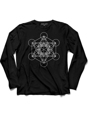 Kendim Seçtim Sacred Geometry Kabbalah Metatrons Ube Flower Uzun Kollu Tişört