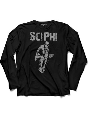 Kendim Seçtim Sci Phi Sciphi Kitap Okuyan Düşünen Adam Heykel Uzun Kollu Tişört