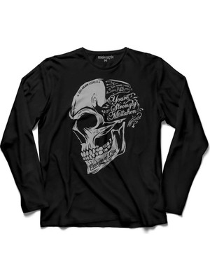 Kendim Seçtim Skull Drawing Kuru Kafa Born Again Assholes Fck Uzun Kollu Tişört