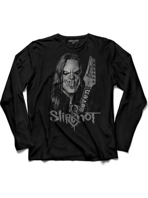 Kendim Seçtim Slipknot Mick Thomson Slip Knot Silüet Logo 2 Uzun Kollu Tişört