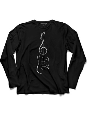 Kendim Seçtim Sol Anahtari Elektro Gitar Müzik Nota Metallica Uzun Kollu Tişört