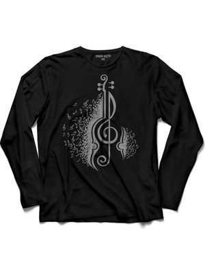 Kendim Seçtim Sol Anahtari Gitar Guitar Saz Rock Caz Müzik Uzun Kollu Tişört