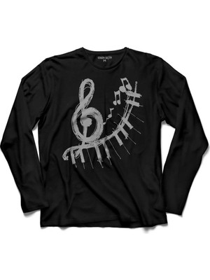 Kendim Seçtim Sol Anahtari Nota Perde Müzik Uzun Kollu Tişört