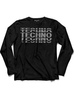 Kendim Seçtim Techno Tekno Music Hard Müzik Logo Uzun Kollu Tişört