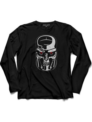 Kendim Seçtim Terminator Genesys Robot Skull Face Machine Uzun Kollu Tişört