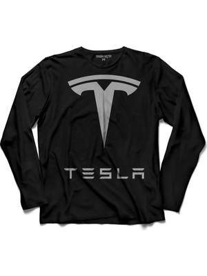 Kendim Seçtim Tesla Motors Nikola Tesla Logo Elon Musk Uzun Kollu Tişört