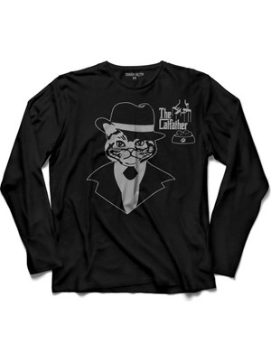 Kendim Seçtim The Godfathera Catfather Kedi Baba Logo Uzun Kollu Tişört