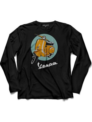 Kendim Seçtim Vespa Club Logo Motosiklet Uzun Kollu Tişört