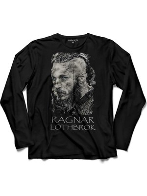 Kendim Seçtim Vikings Ragnar Lothbrok Logo Skull Head Vikingler 2 Kollu Tişört