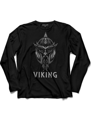 Kendim Seçtim Vikings Skull Head Iskandinav Vikingler 2 Uzun Kollu Tişört