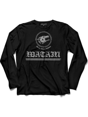 Kendim Seçtim Watain Wolf Black Metal Militia Logo Uzun Kollu Tişört