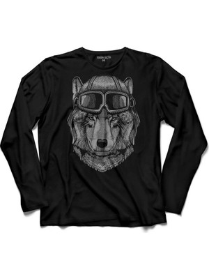 Kendim Seçtim Wolf Gözlüklü Kurt Bozkurt Kafa Head Uzun Kollu Tişört