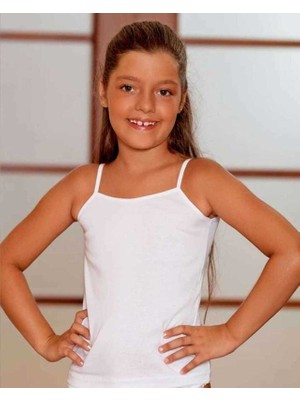 Şahinler Kız Çocuk Beyaz İnce Askılı Ribana Atlet MKC001