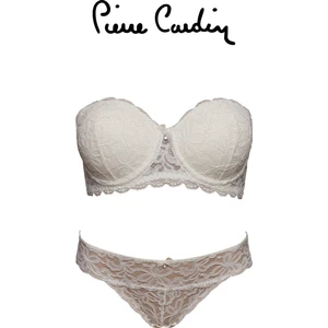 Pierre Cardin Ekru Daisi Soft Dantelli Push Up Destekli Straplez Sütyen Takımı