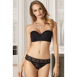 Pierre Cardin Siyah Daisi Soft Dantelli Push Up Destekli Straplez Sütyen Takımı